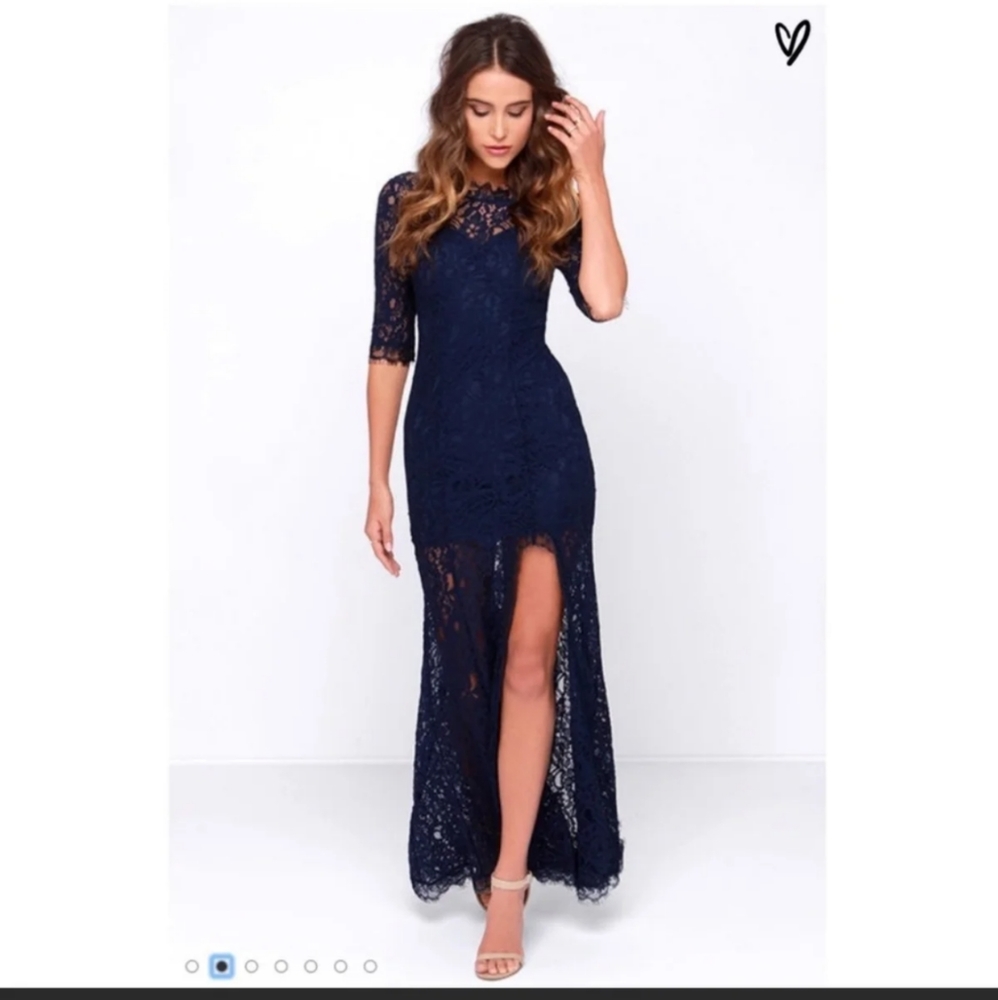 Lulu's only one blue lace maxi dress size S
